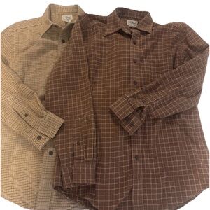 LL Bean Brown Flannel Shirts S 100% Cotton LOT 2